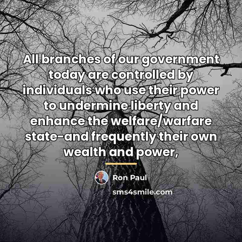 “All branches of our government today are controlled by individuals…” quote by Ron Paul