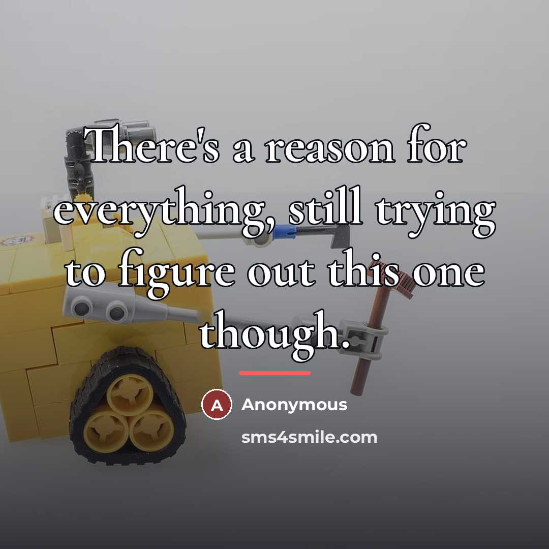 “There's a reason for everything, still trying to figure out…” quote by Anonymous