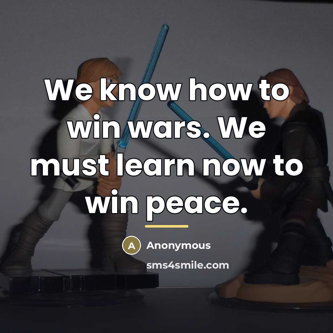 “We know how to win wars. We must learn now…” quote by Anonymous