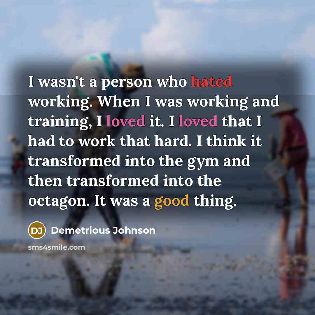 “I wasn't a person who hated working. When I was…” quote by Demetrious Johnson