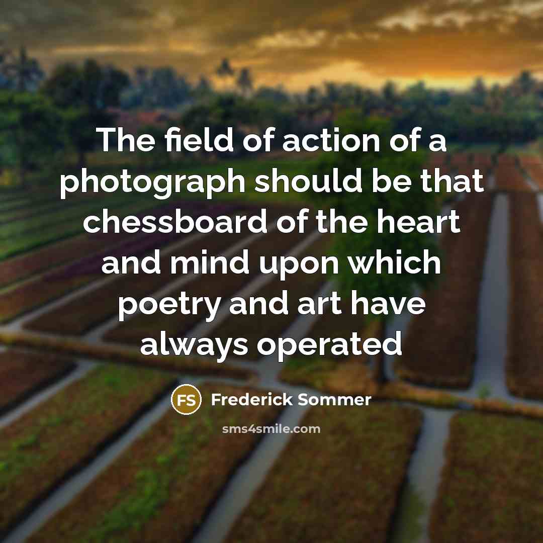 “The field of action of a photograph should be that…” quote by Frederick Sommer
