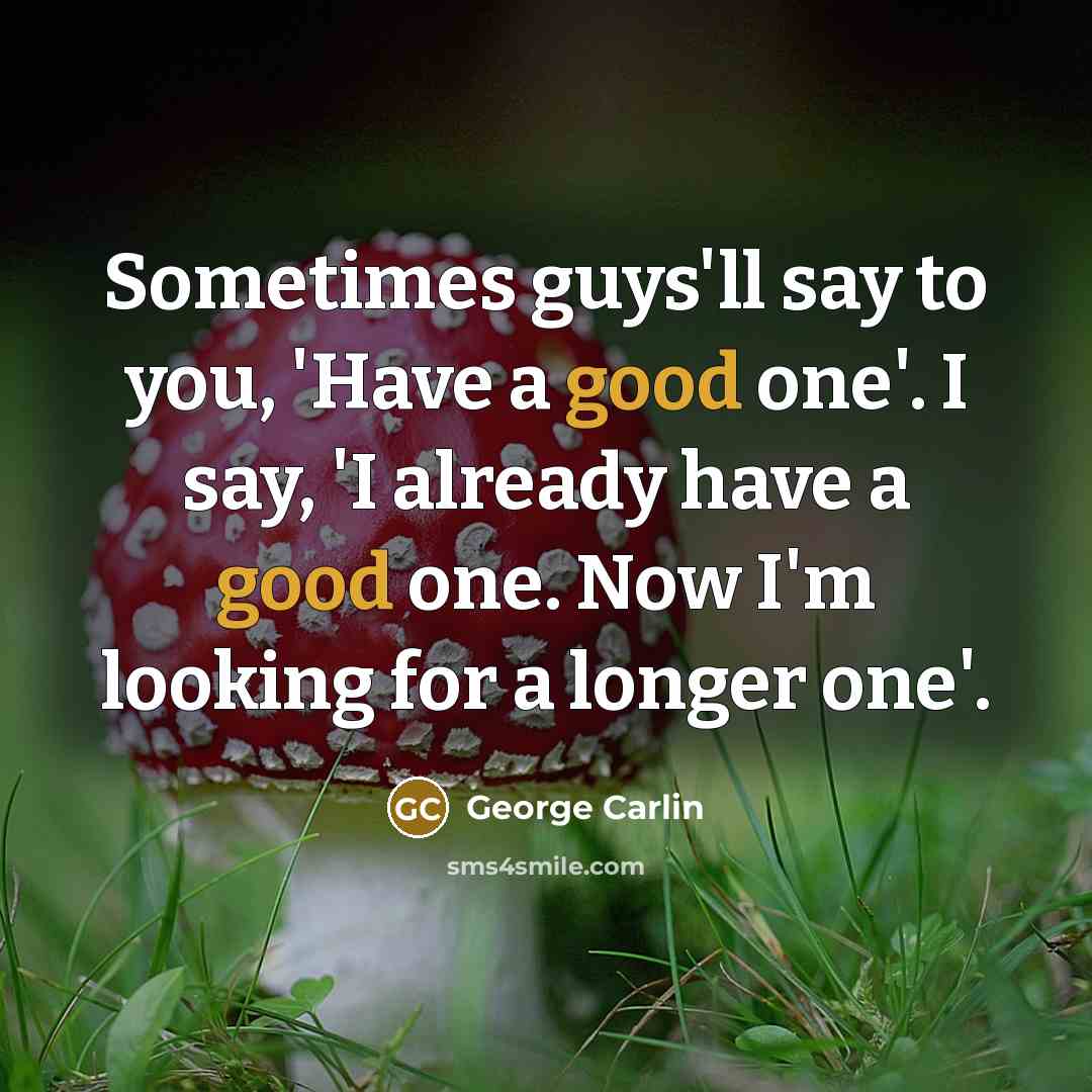 “Sometimes guys'll say to you, 'Have a good one'. I…” quote by George Carlin