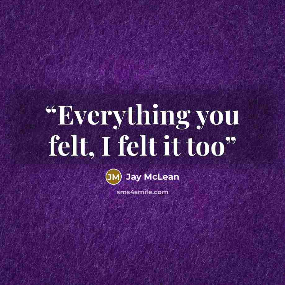 “Everything you felt, I felt it too” quote by Jay McLean