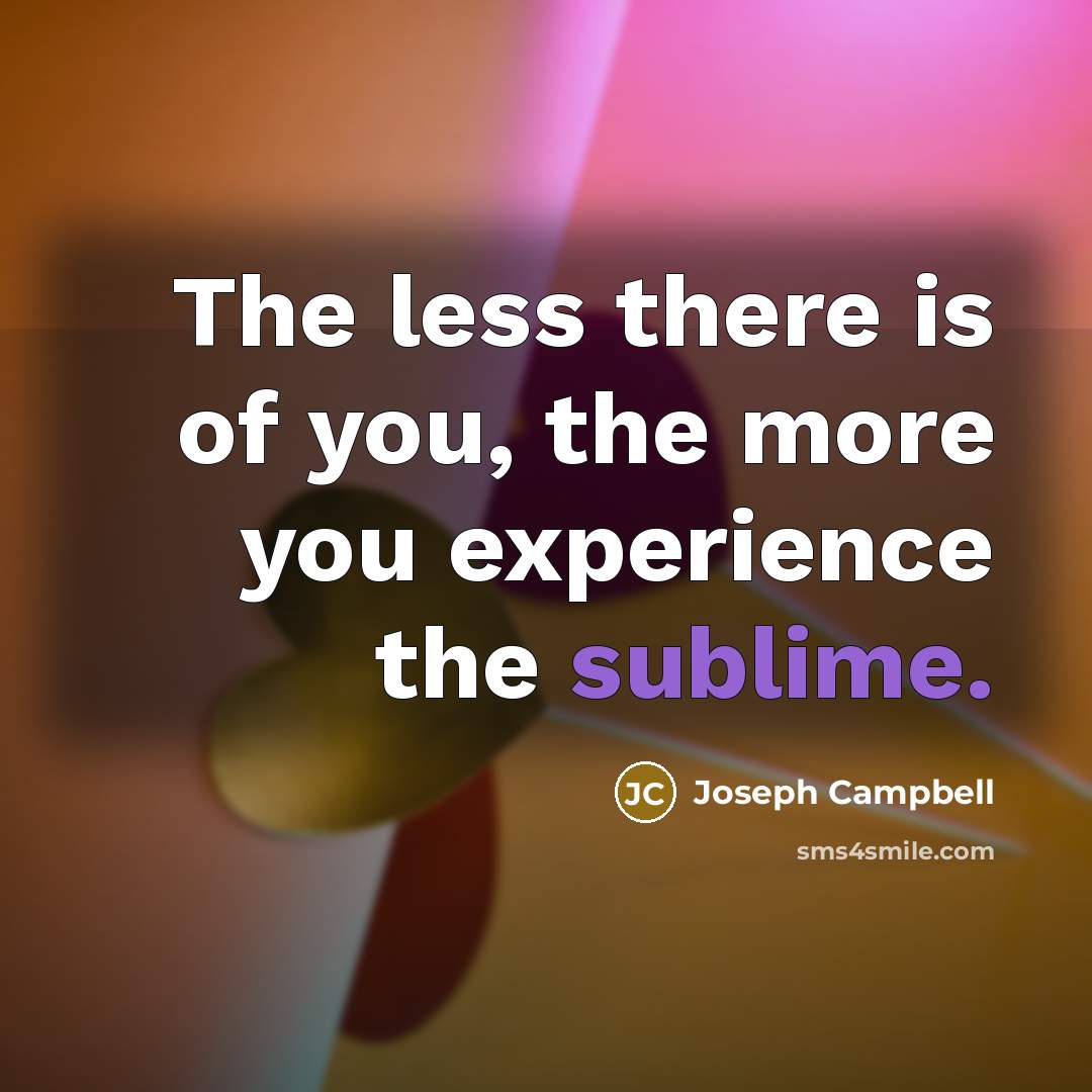 “The less there is of you, the more you experience…” quote by Joseph Campbell