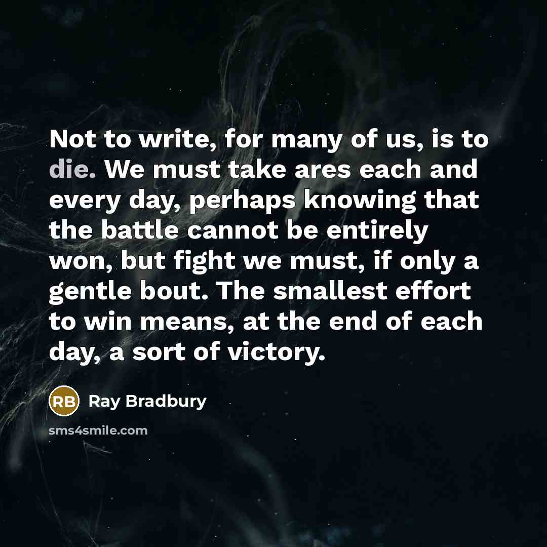 “Not to write, for many of us, is to die.…” quote by Ray Bradbury