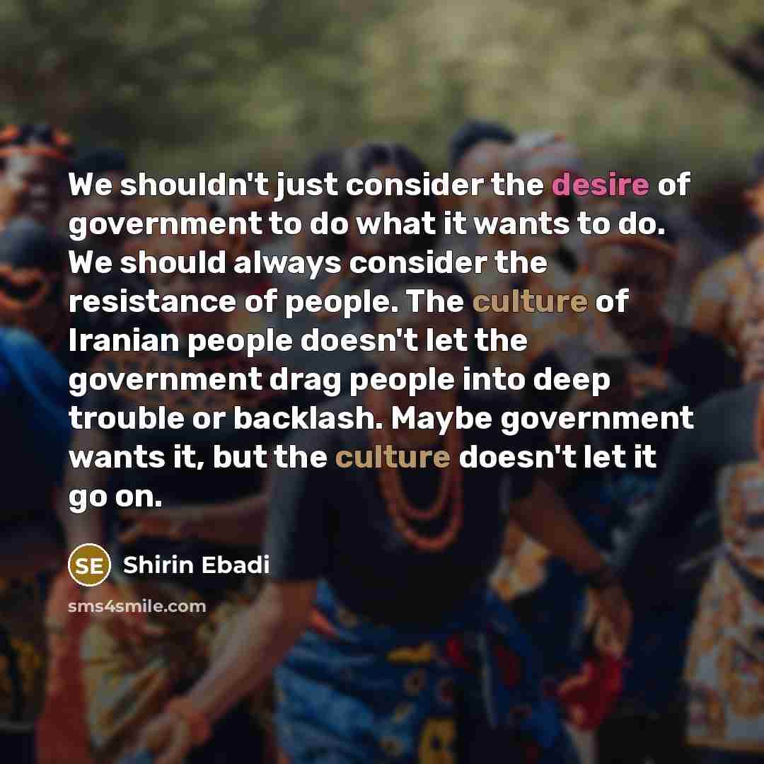 “We shouldn't just consider the desire of government to do…” quote by Shirin Ebadi
