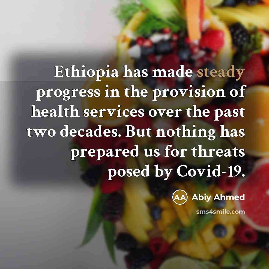 “Ethiopia has made steady progress in the provision of health…” quote by Abiy Ahmed