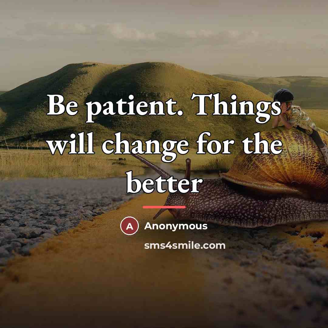“Be patient. Things will change for the better…” quote by Anonymous