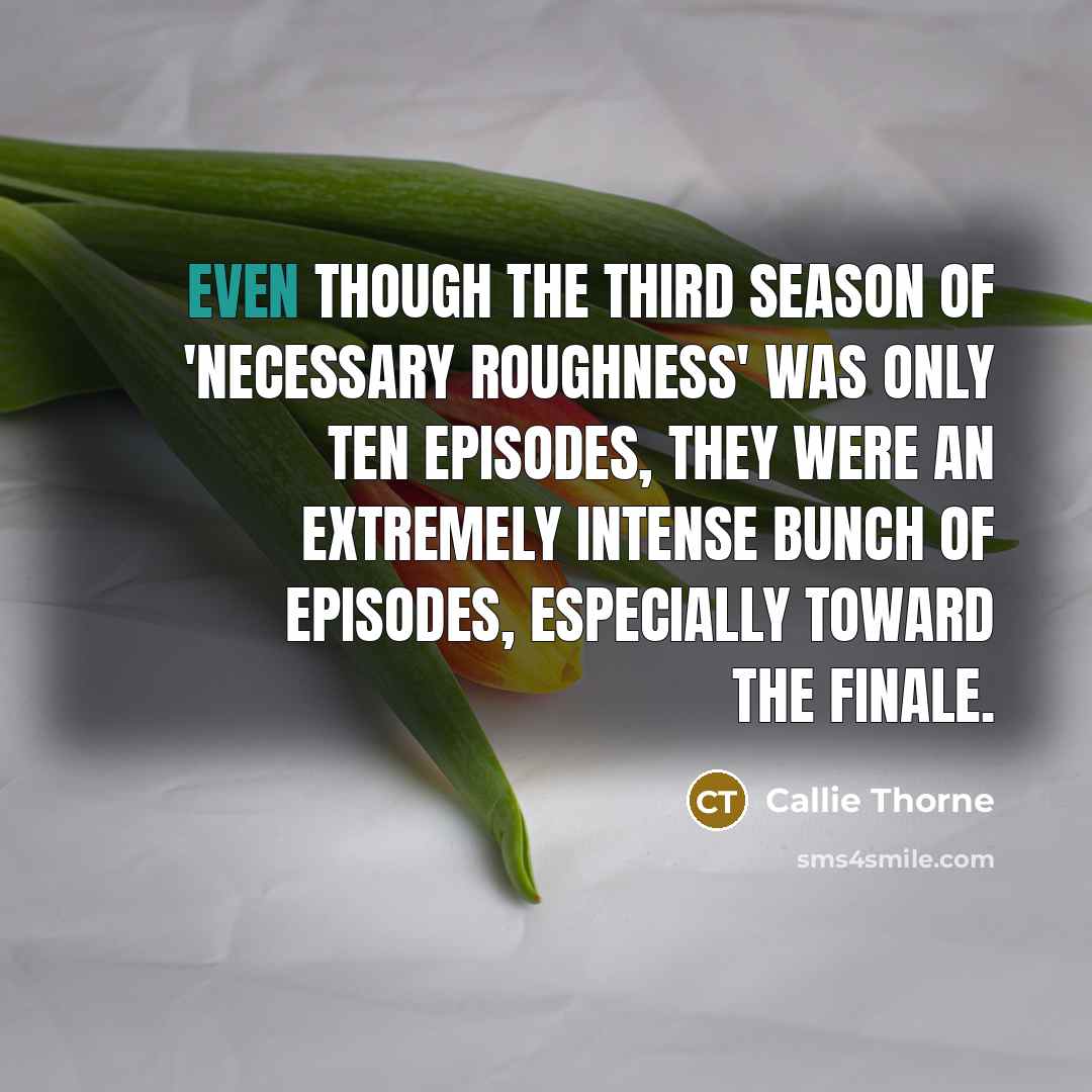 “Even though the third season of 'Necessary Roughness' was only…” quote by Callie Thorne