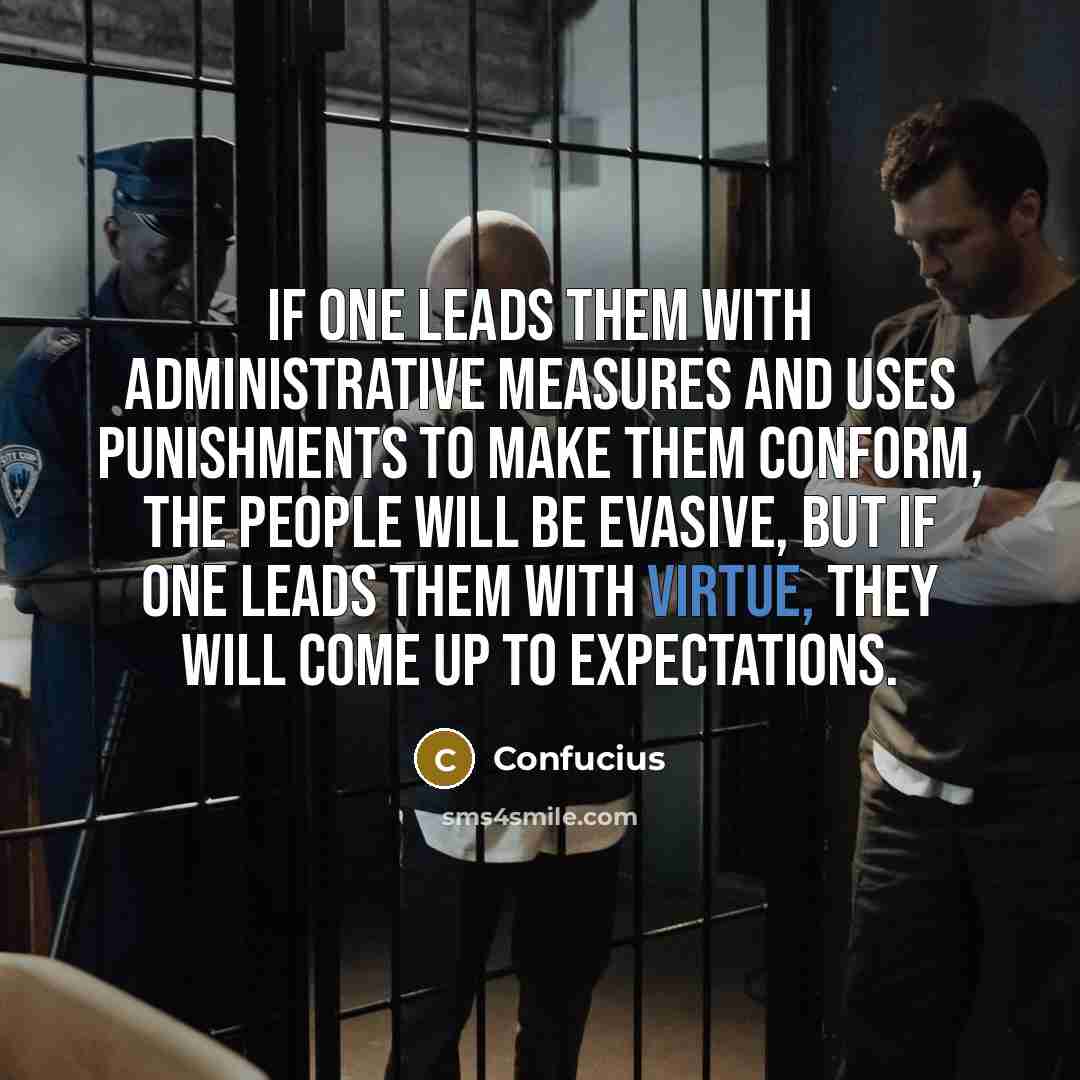 “If one leads them with administrative measures and uses punishments…” quote by Confucius