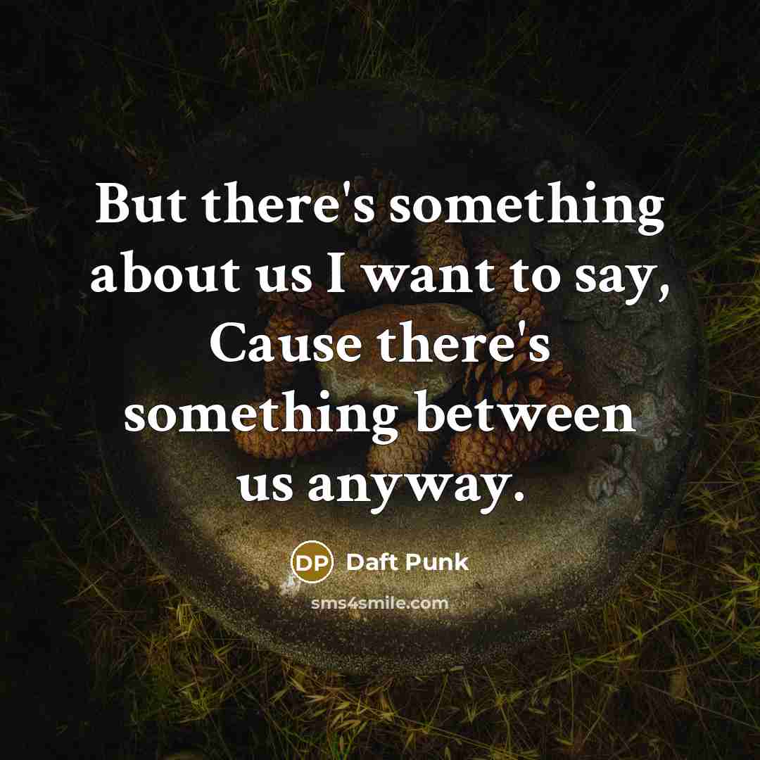 “But there's something about us I want to say, Cause there's something between us anyway.” quote by Daft Punk