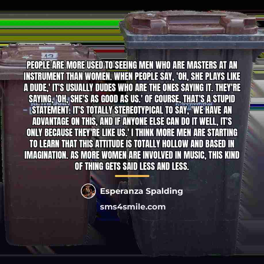 “People are more used to seeing men who are masters…” quote by Esperanza Spalding
