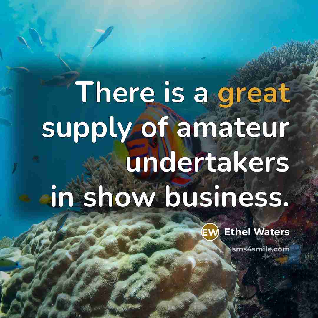 “There is a great supply of amateur undertakers in show business.” quote by Ethel Waters