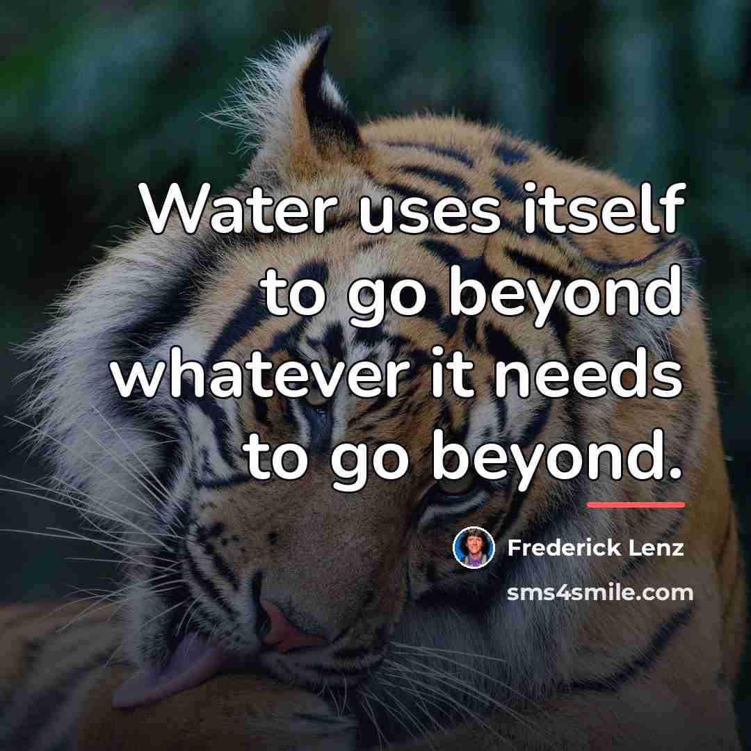 “Water uses itself to go beyond whatever it needs to…” quote by Frederick Lenz
