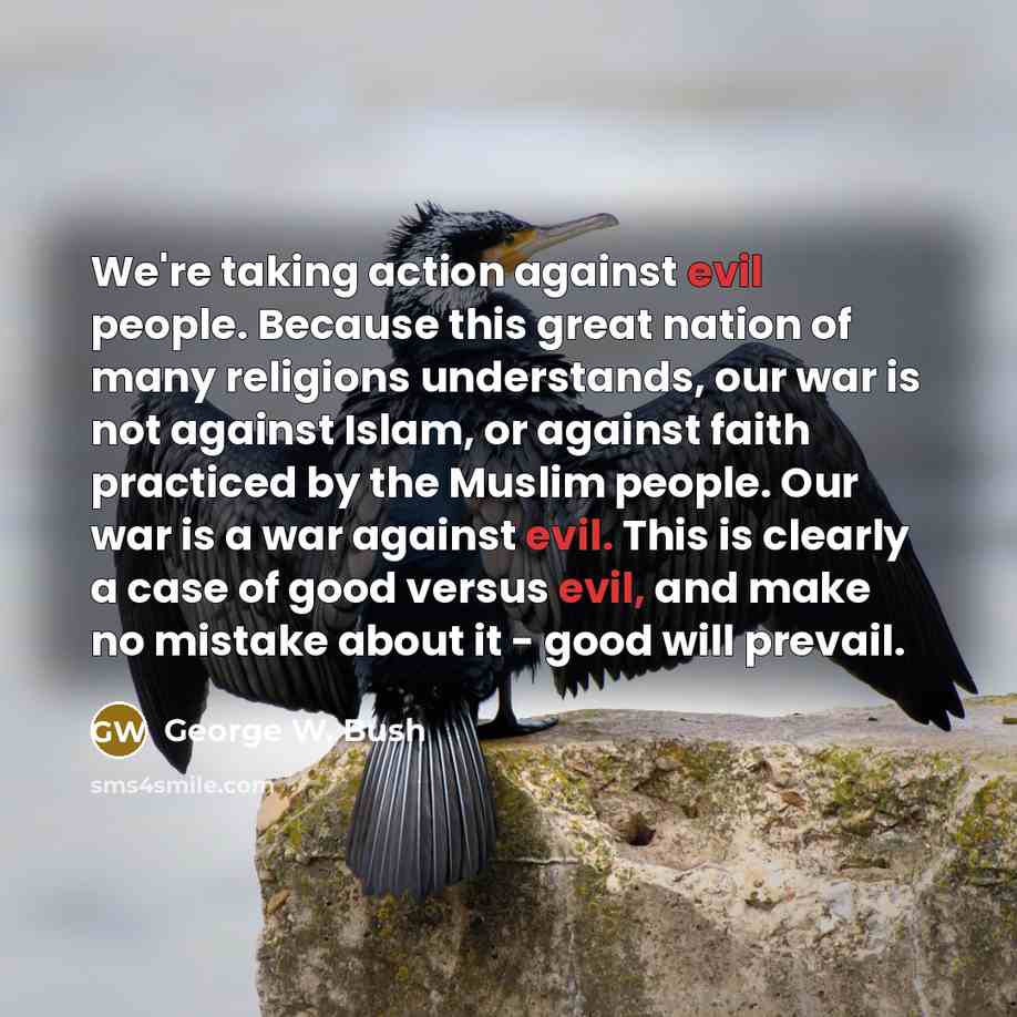 “We're taking action against evil people. Because this great nation…” quote by George W. Bush