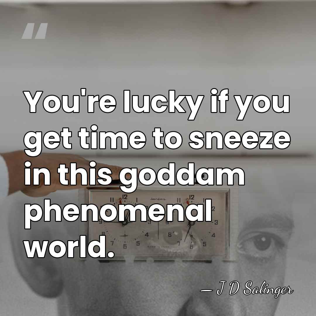 You're lucky if you get time to sneeze in this goddam phenomenal&hellip; - J D Salinger