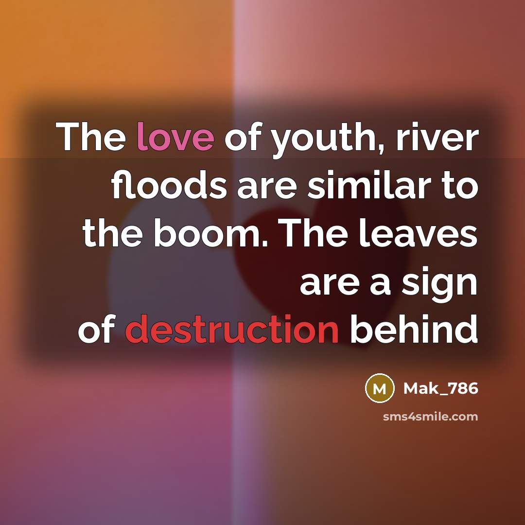 “The love of youth, river floods are similar to the boom. The leaves are a sign of destruction behind” quote by Mak_786