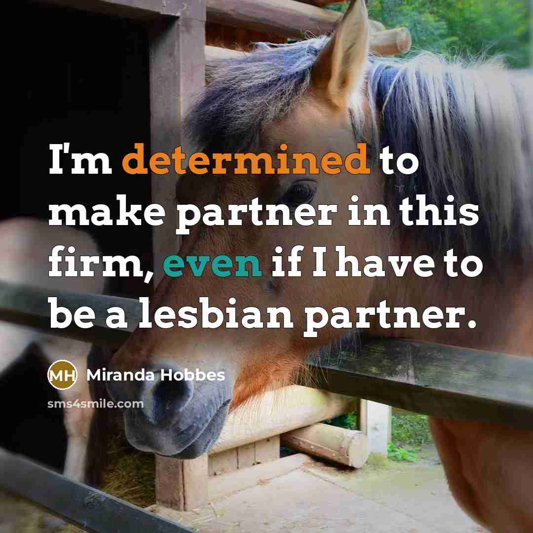“I'm determined to make partner in this firm, even if I have to be a lesbian partner.” quote by Miranda Hobbes