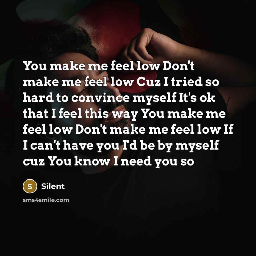 “You make me feel low Don't make me feel low…” quote by Silent