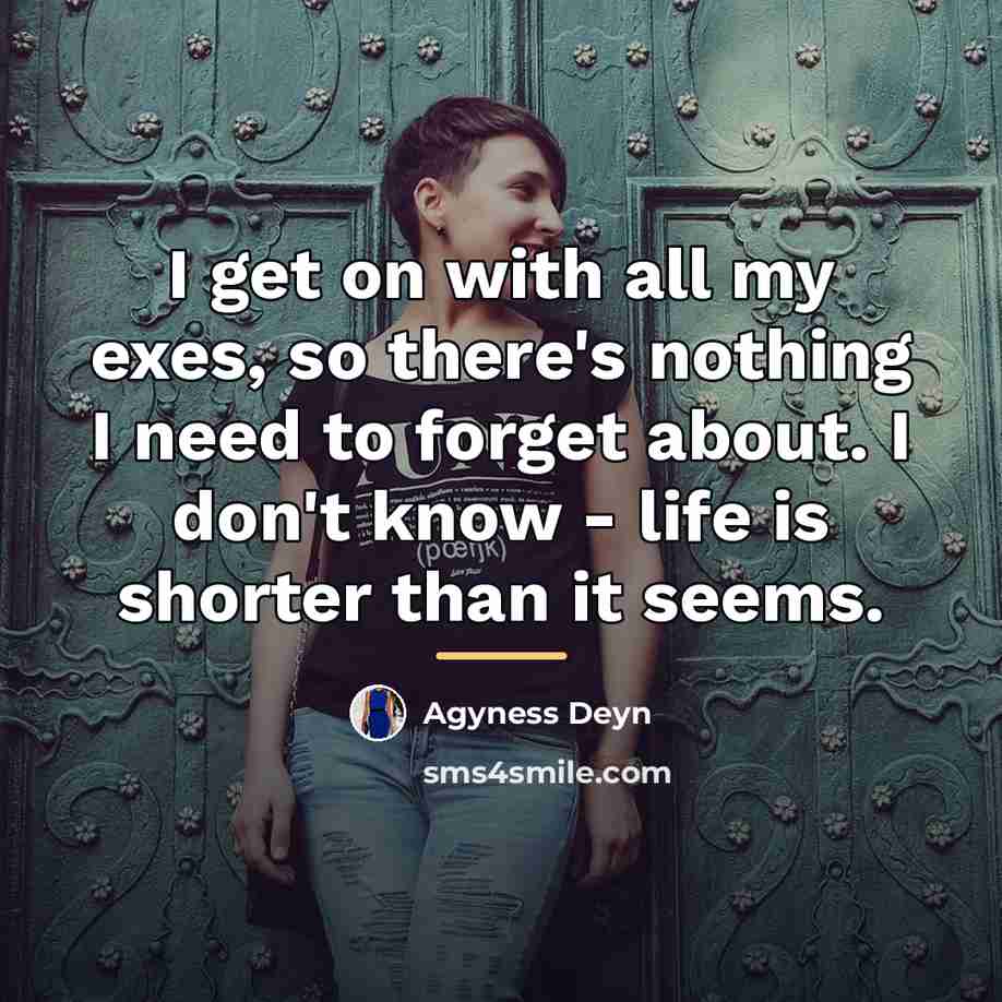 “I get on with all my exes, so there's nothing…” quote by Agyness Deyn