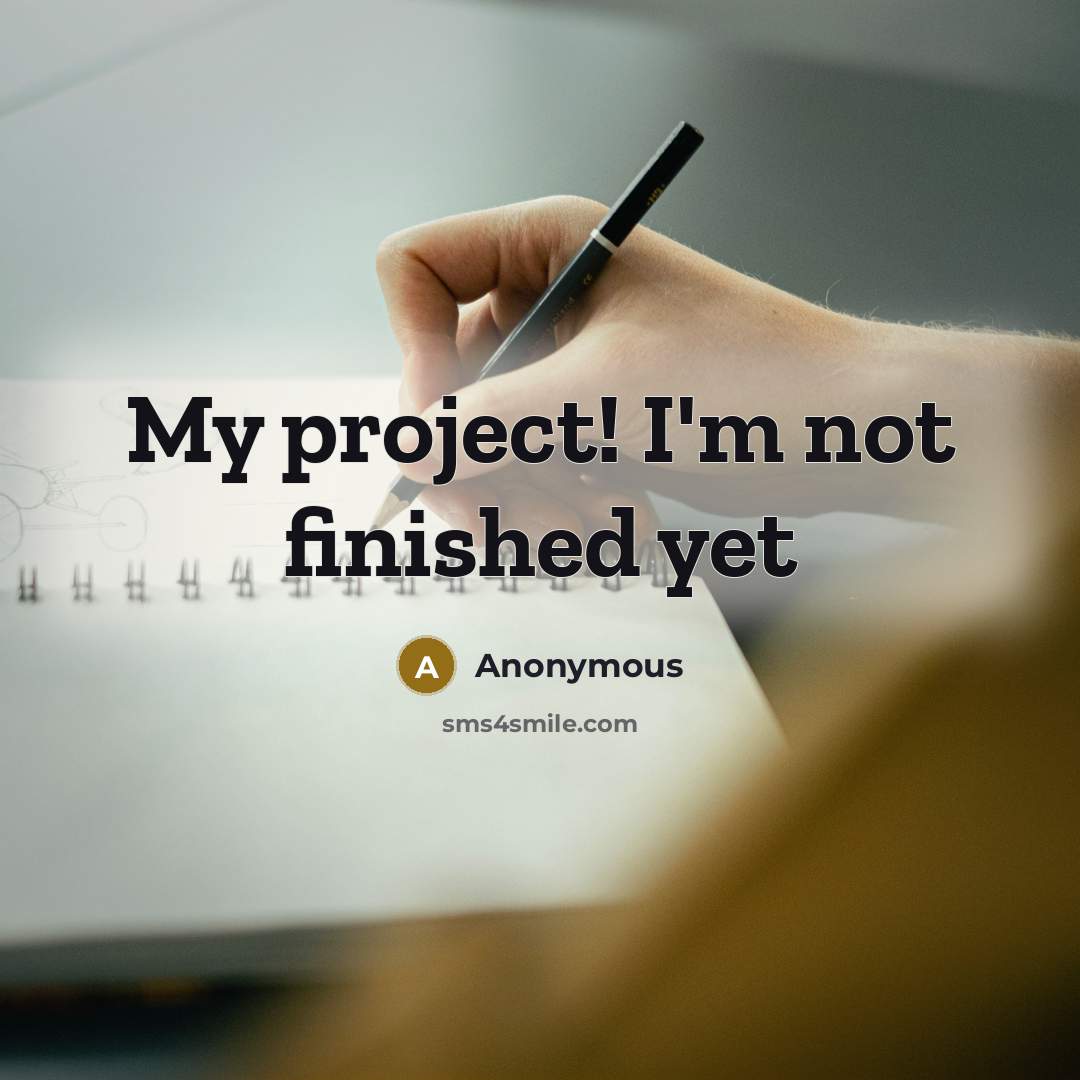 “My project! I'm not finished yet” quote by Anonymous
