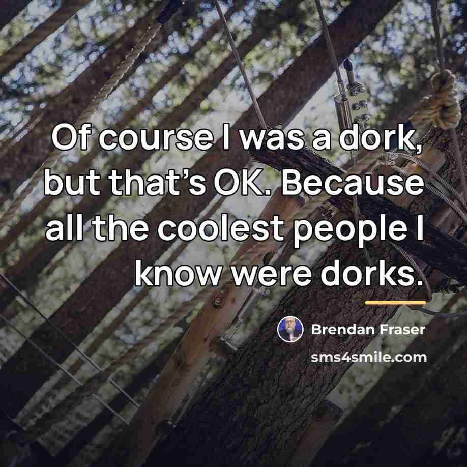 “Of course I was a dork, but that's OK. Because…” quote by Brendan Fraser