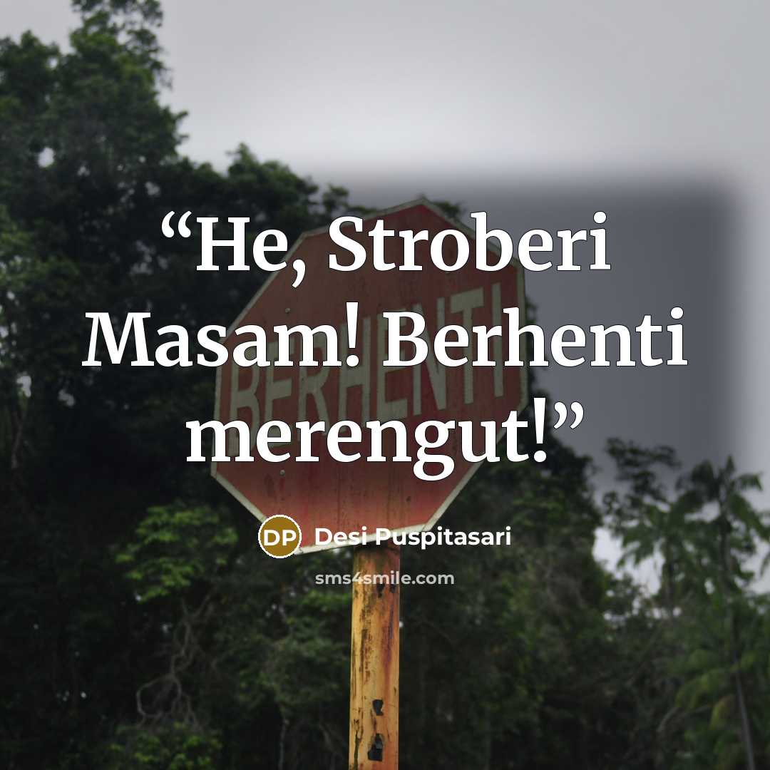 “He, Stroberi Masam! Berhenti merengut!” quote by Desi Puspitasari