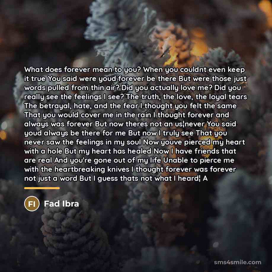 “What does forever mean to you? When you couldnt even…” quote by Fad Ibra