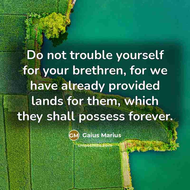“Do not trouble yourself for your brethren, for we have…” quote by Gaius Marius