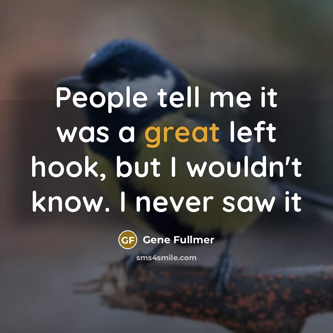“People tell me it was a great left hook, but I wouldn't know. I never saw it” quote by Gene Fullmer