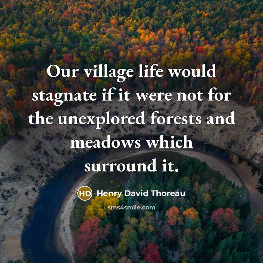 “Our village life would stagnate if it were not for…” quote by Henry David Thoreau