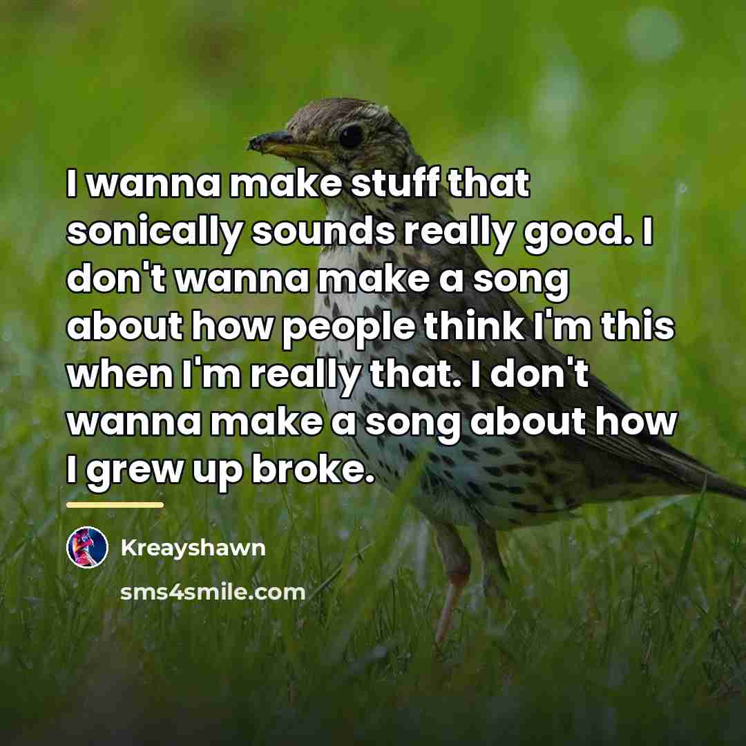 “I wanna make stuff that sonically sounds really good. I…” quote by Kreayshawn