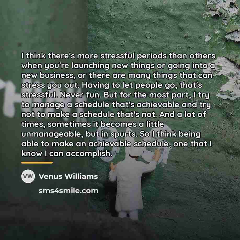 “I think there's more stressful periods than others when you're…” quote by Venus Williams