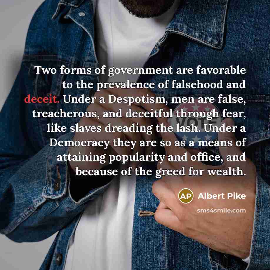 “Two forms of government are favorable to the prevalence of…” quote by Albert Pike