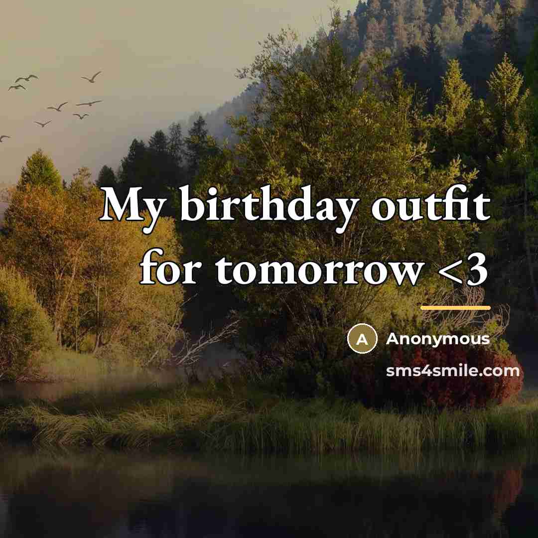 “My birthday outfit for tomorrow…” quote by Anonymous