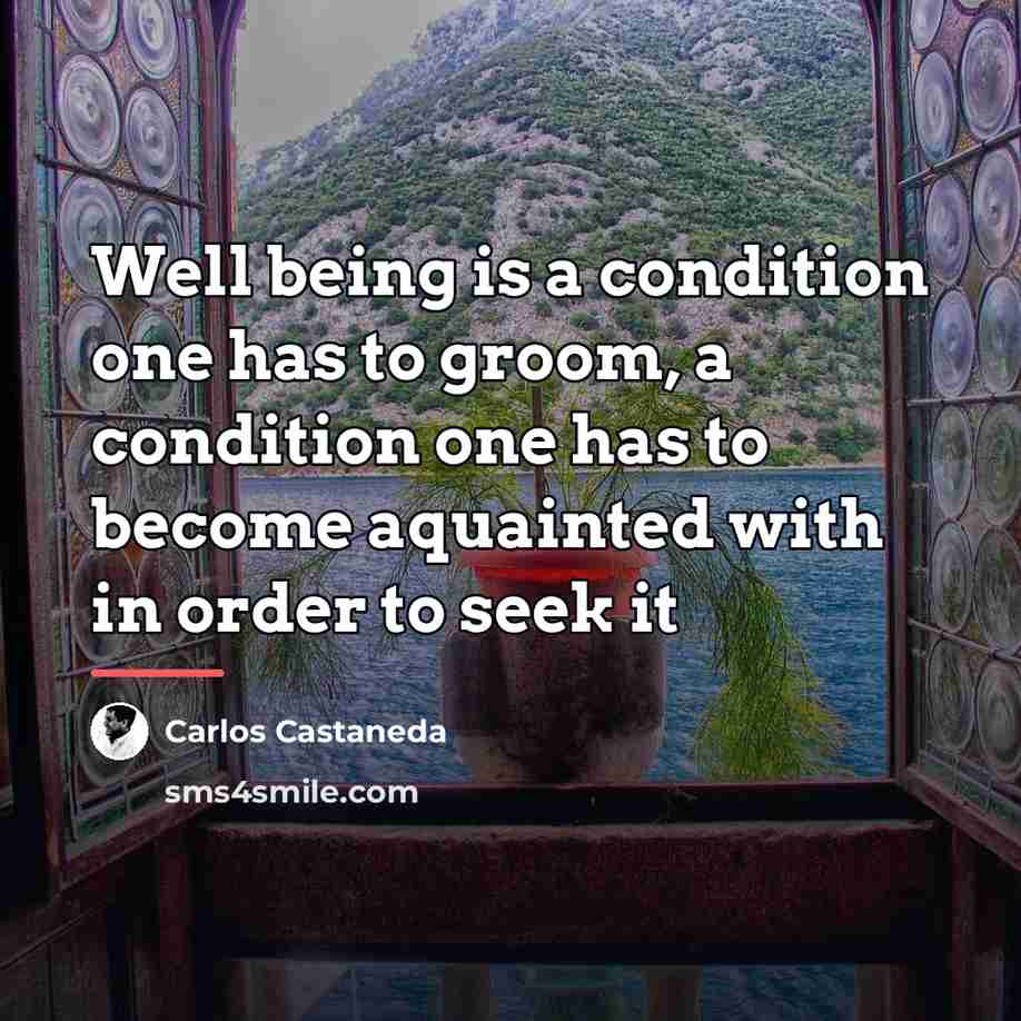 “Well being is a condition one has to groom, a…” quote by Carlos Castaneda