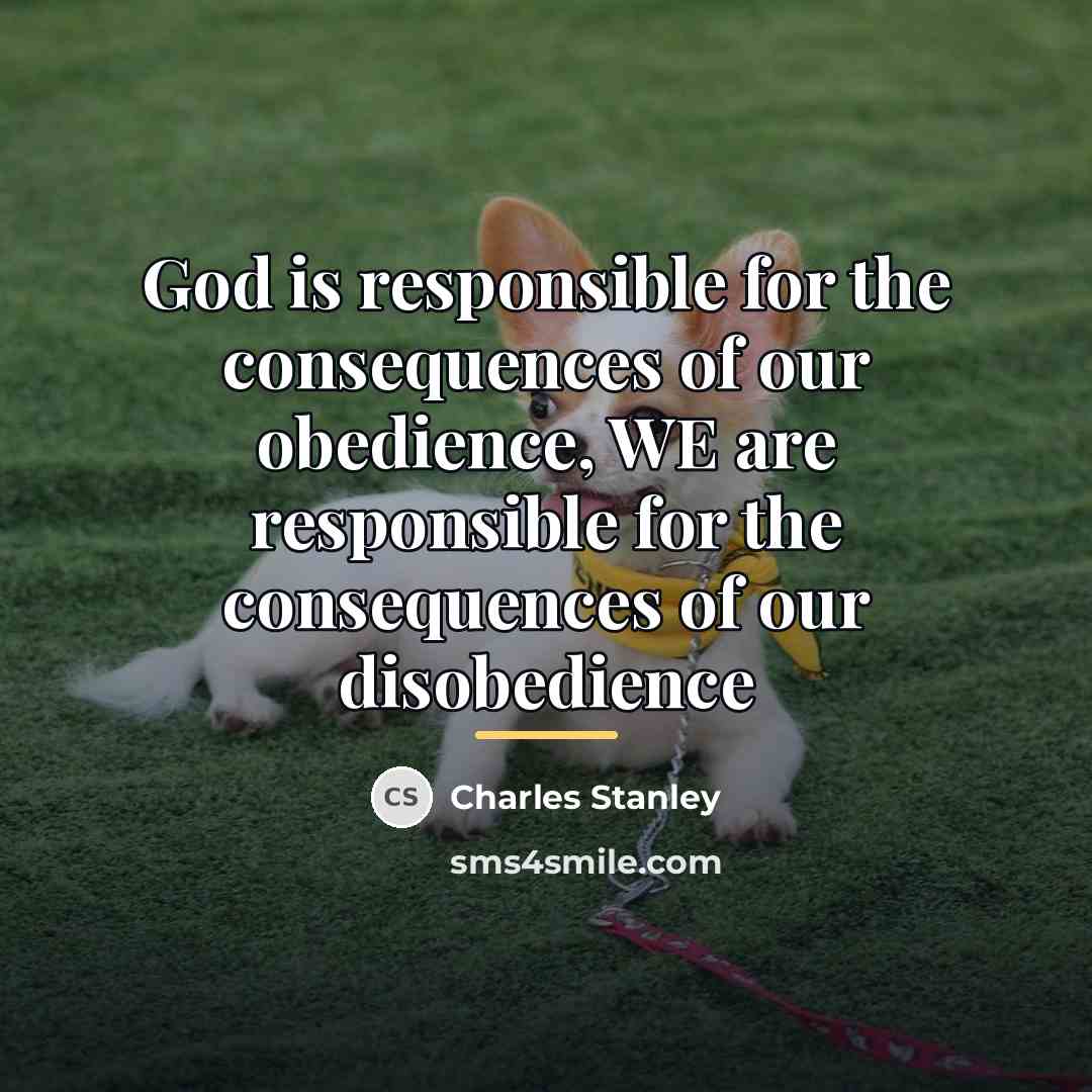 “God is responsible for the consequences of our obedience, WE…” quote by Charles Stanley
