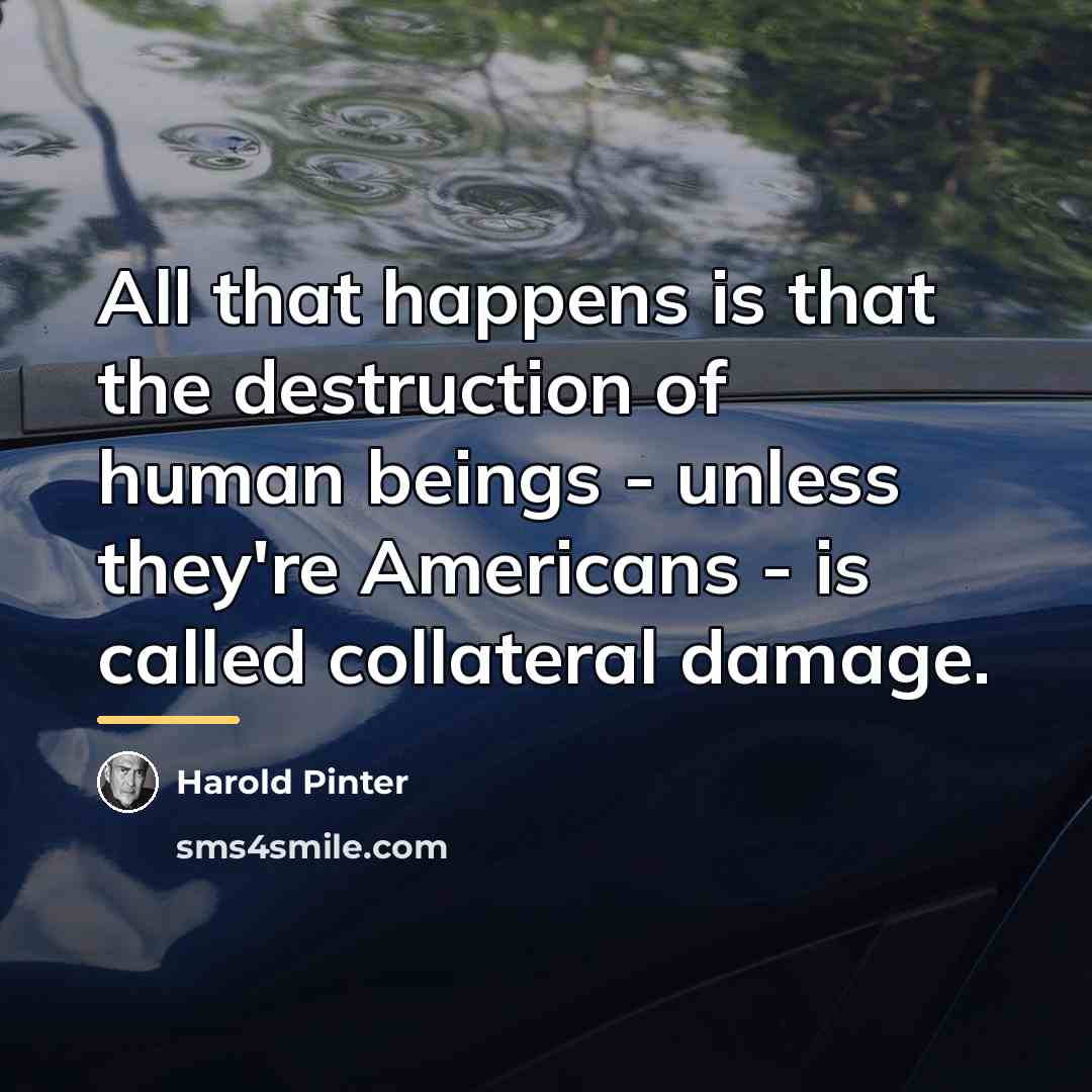 “All that happens is that the destruction of human beings…” quote by Harold Pinter
