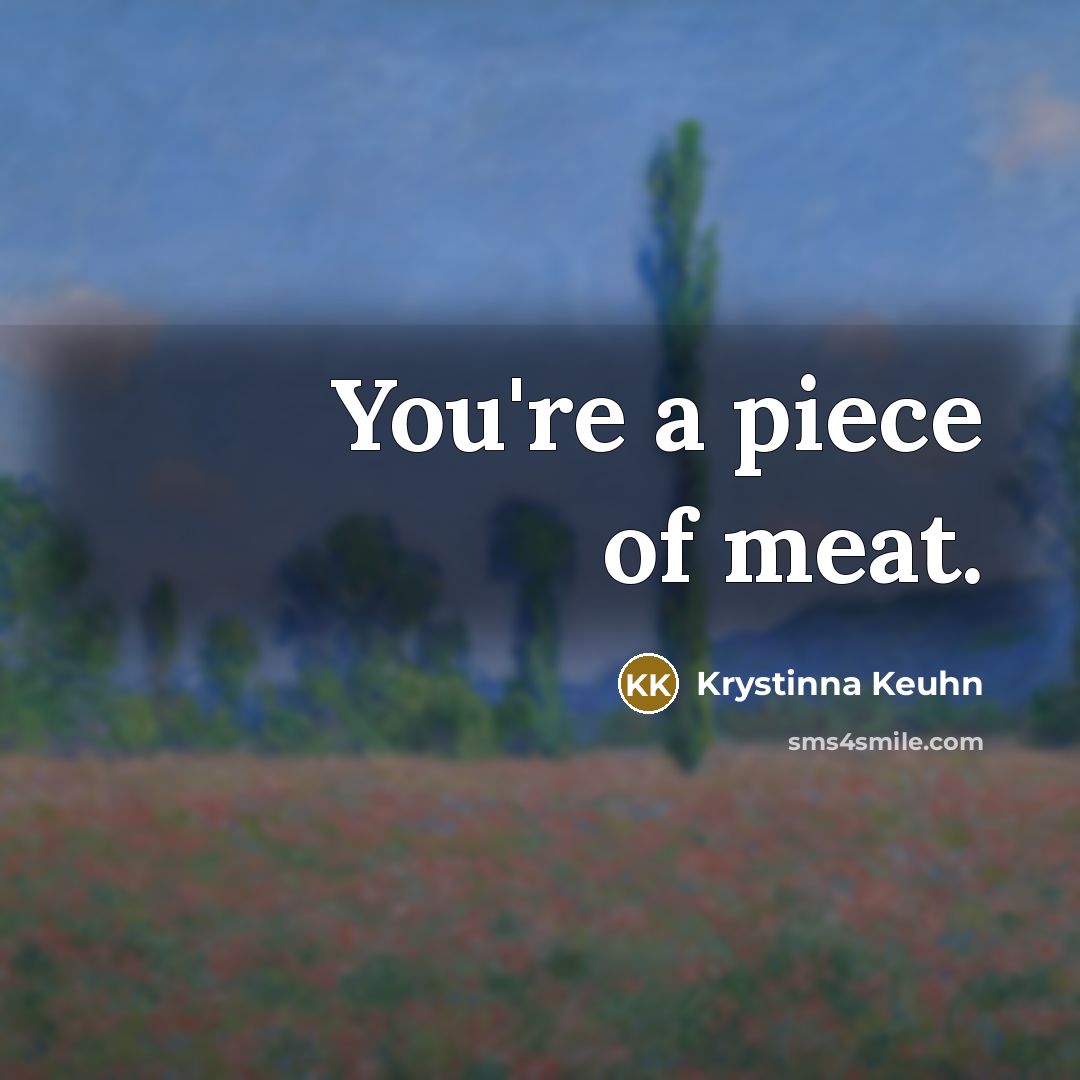 “You're a piece of meat.…” quote by Krystinna Keuhn