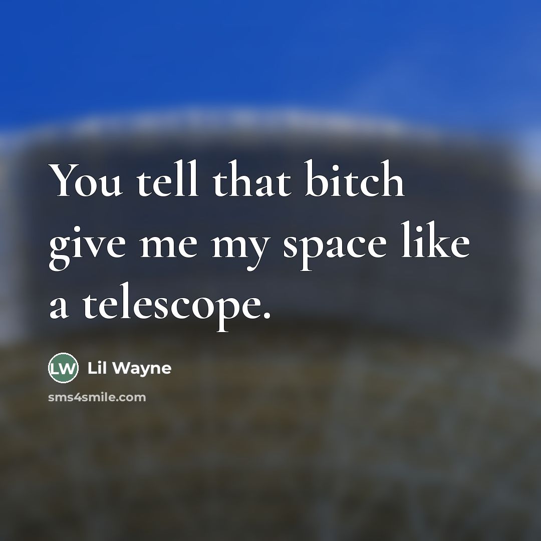 “You tell that bitch give me my space like a…” quote by Lil Wayne