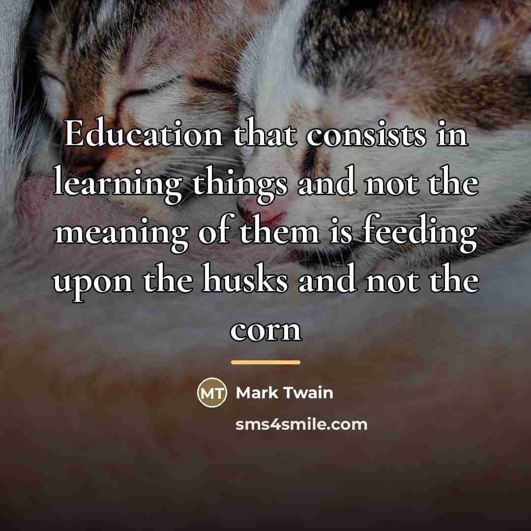 “Education that consists in learning things and not the meaning…” quote by Mark Twain
