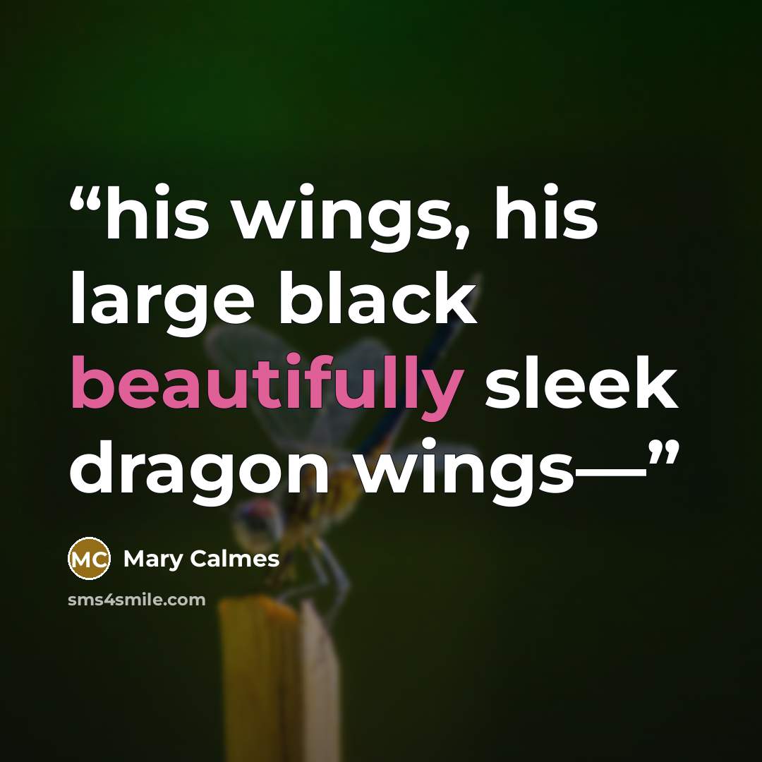 “his wings, his large black beautifully sleek dragon wings—” quote by Mary Calmes
