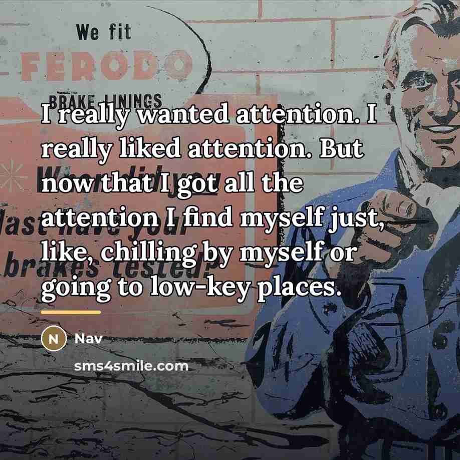 “I really wanted attention. I really liked attention. But now…” quote by Nav