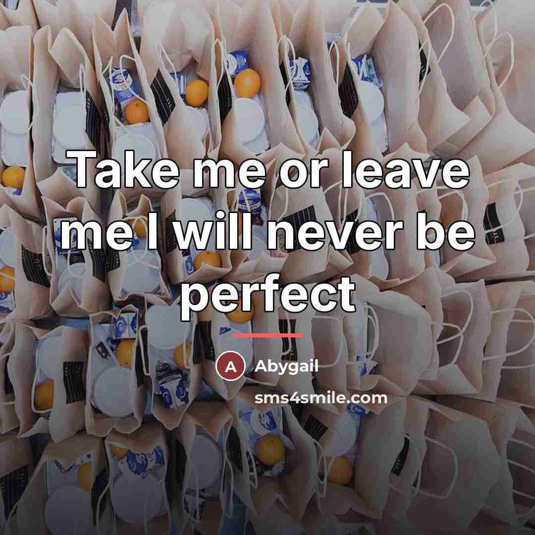 “Take me or leave me I will never be perfect…” quote by Abygail