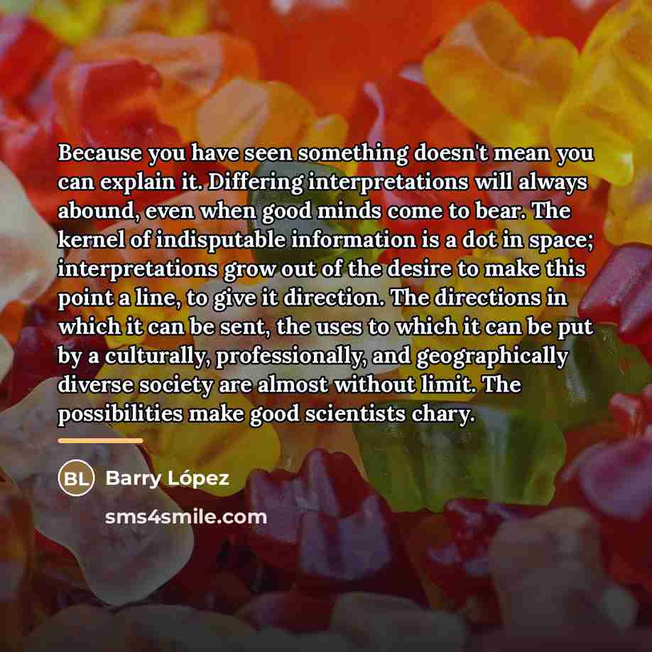 “Because you have seen something doesn't mean you can explain…” quote by Barry Lopez