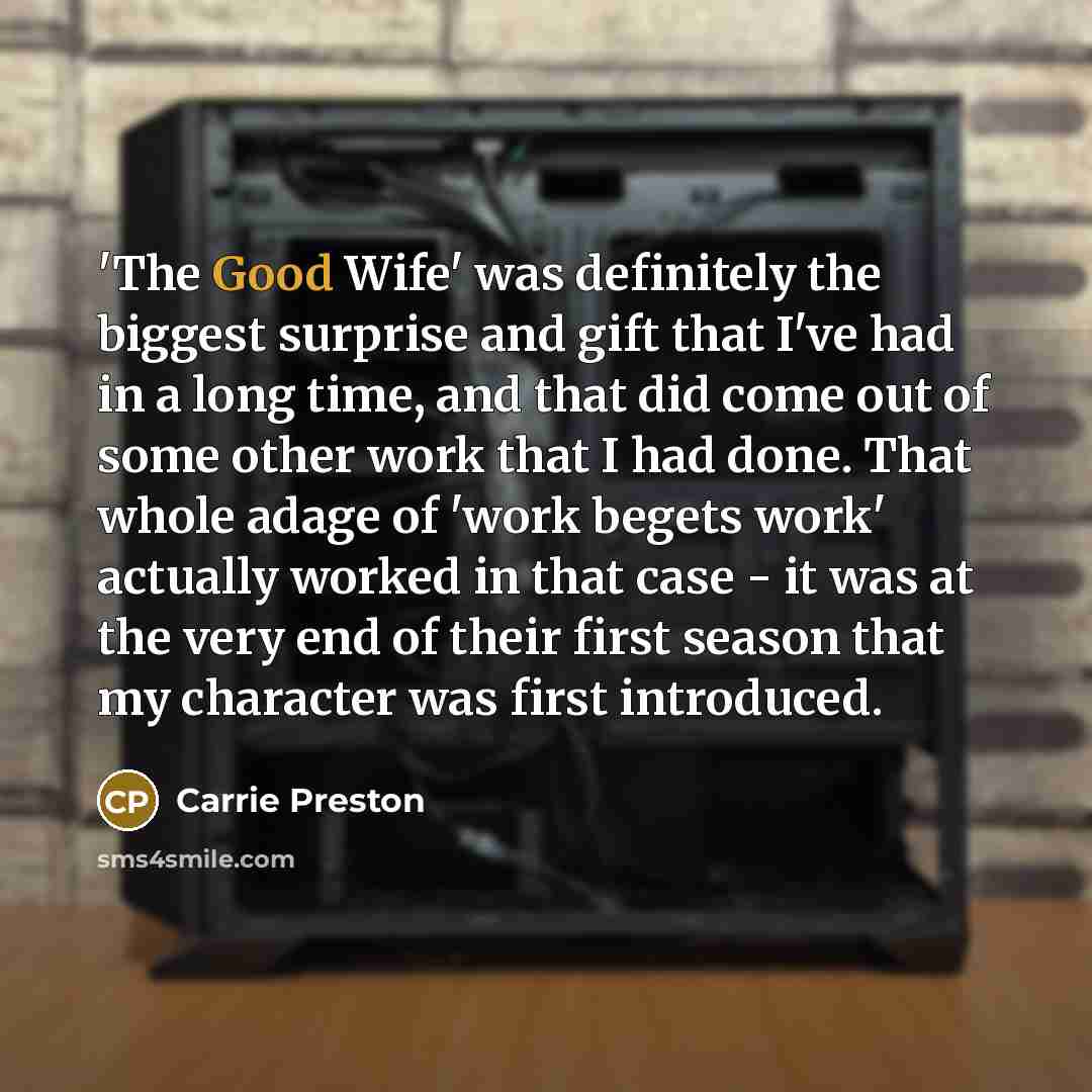 “'The Good Wife' was definitely the biggest surprise and gift…” quote by Carrie Preston