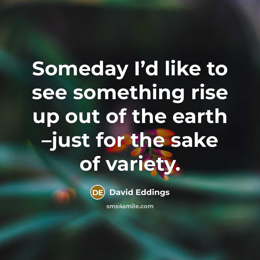 “Someday I’d like to see something rise up out of…” quote by David Eddings
