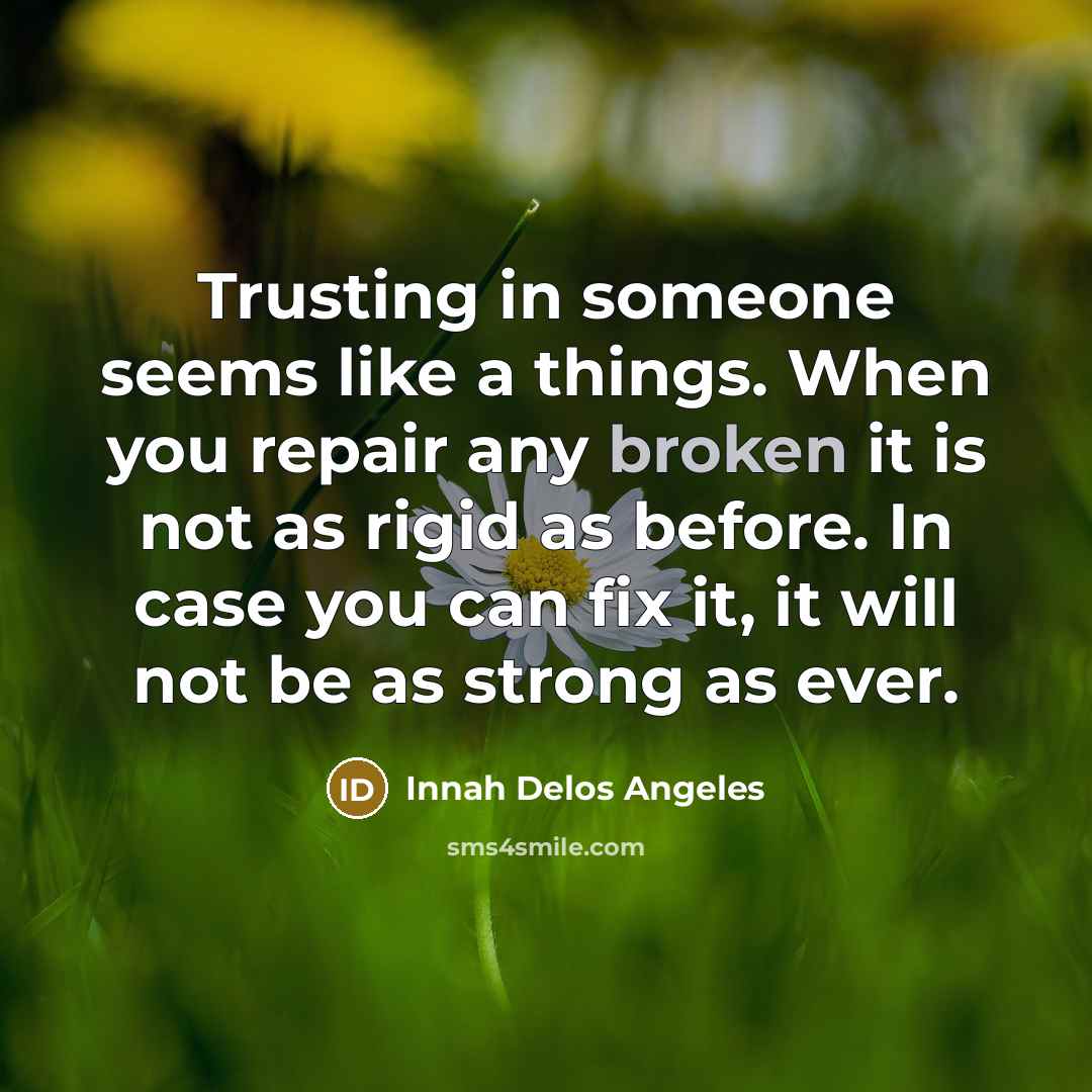 “Trusting in someone seems like a things. When you repair…” quote by Innah Delos Angeles