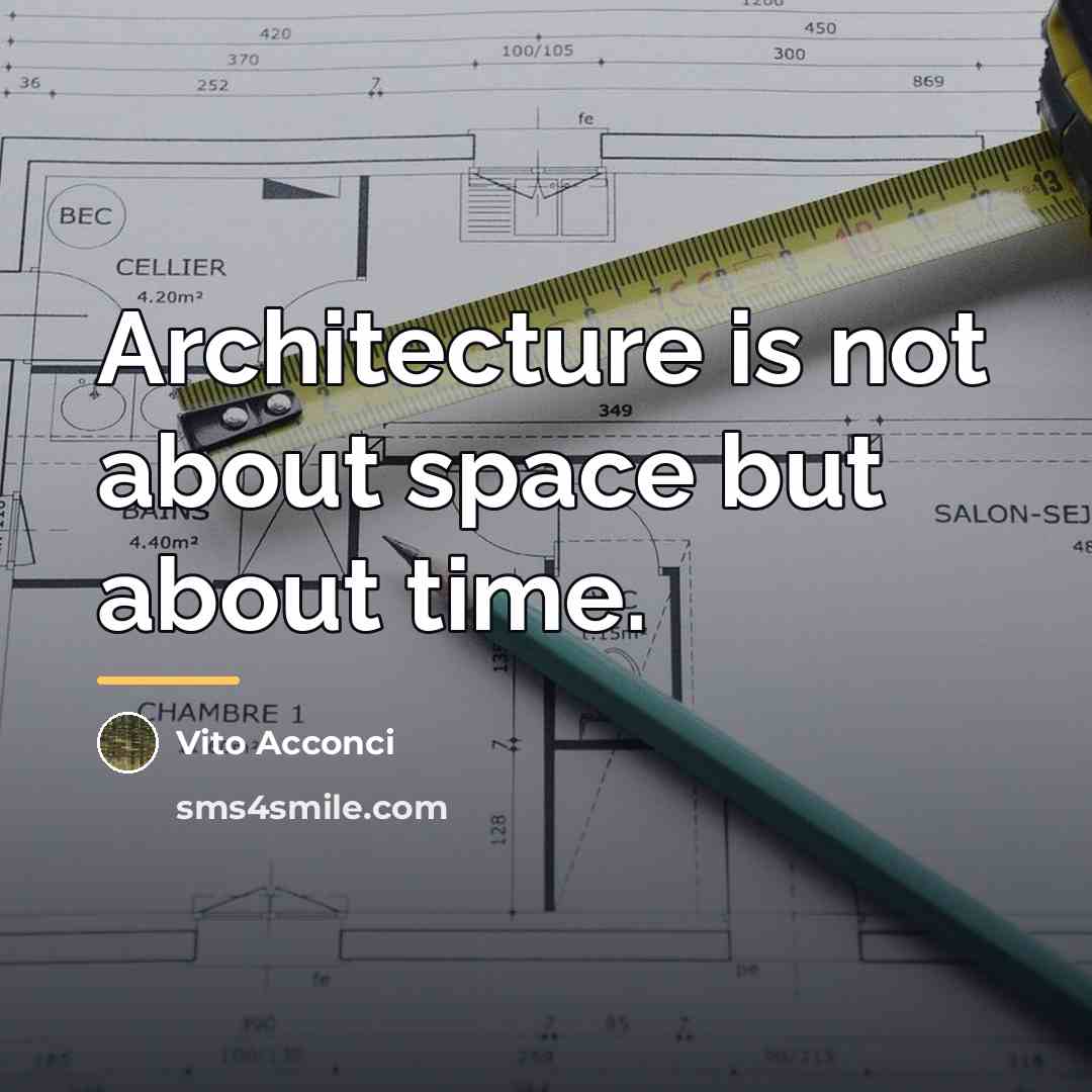 “Architecture is not about space but about time.…” quote by Vito Acconci