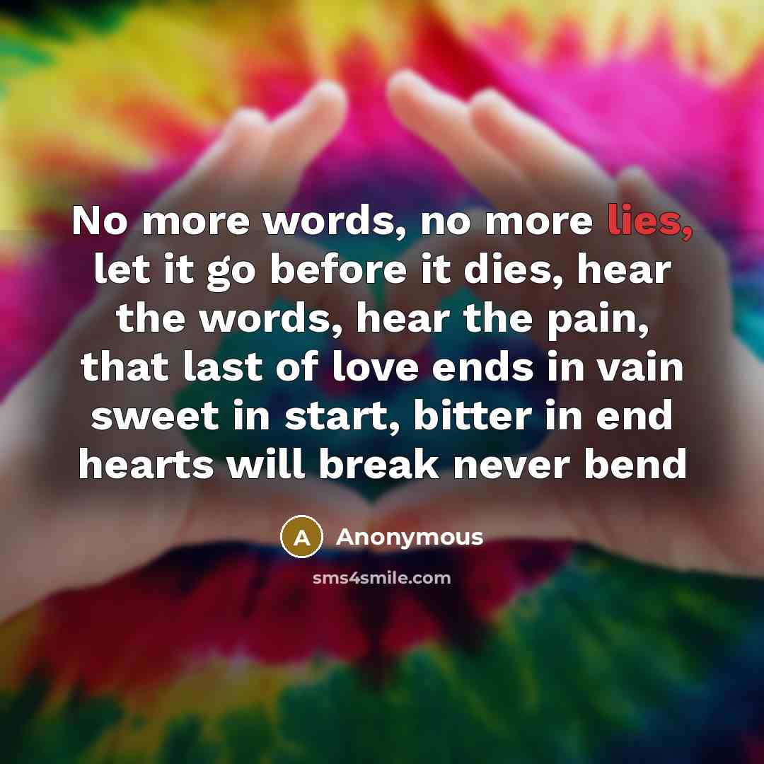 “No more words, no more lies, let it go before…” quote by Anonymous